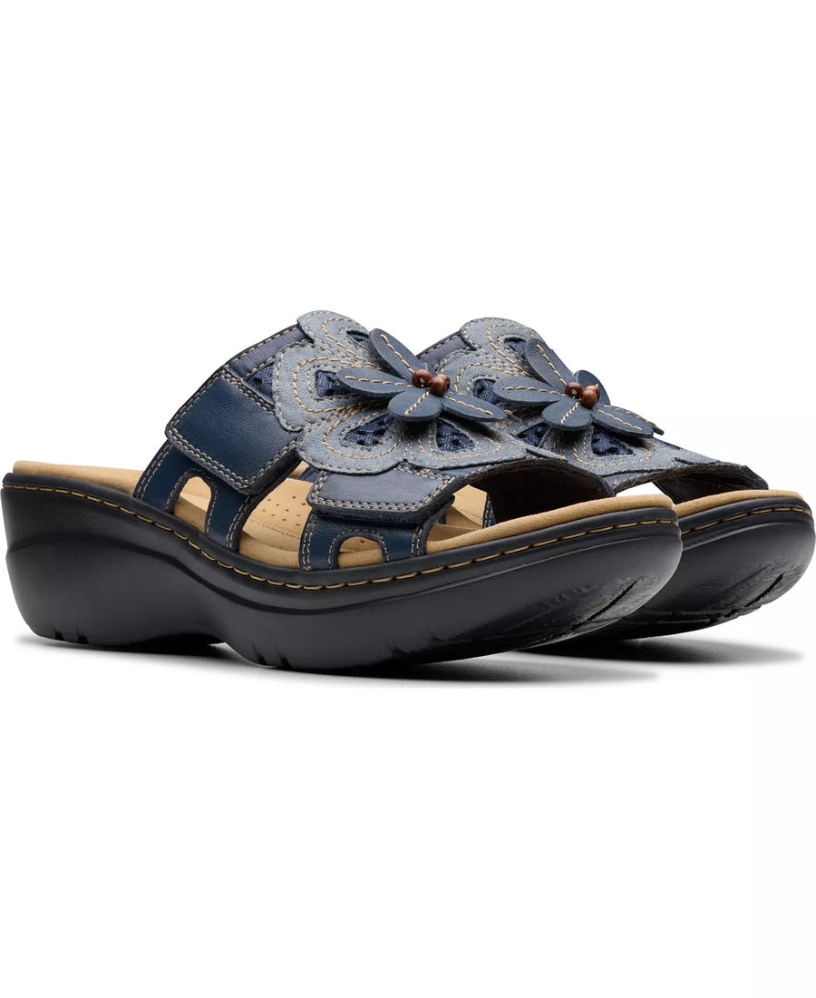 Clarks Merliah2 Belle Flower Leather Wedge Sandals