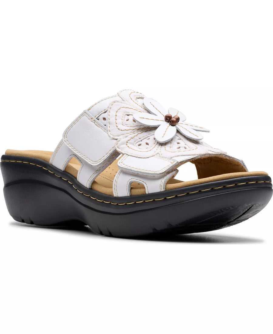 Clarks Merliah2 Belle Flower Leather Wedge Sandals