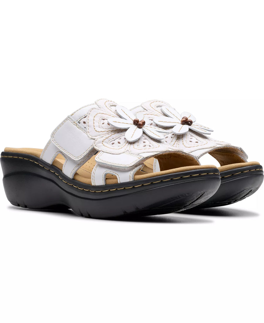 Clarks Merliah2 Belle Flower Leather Wedge Sandals