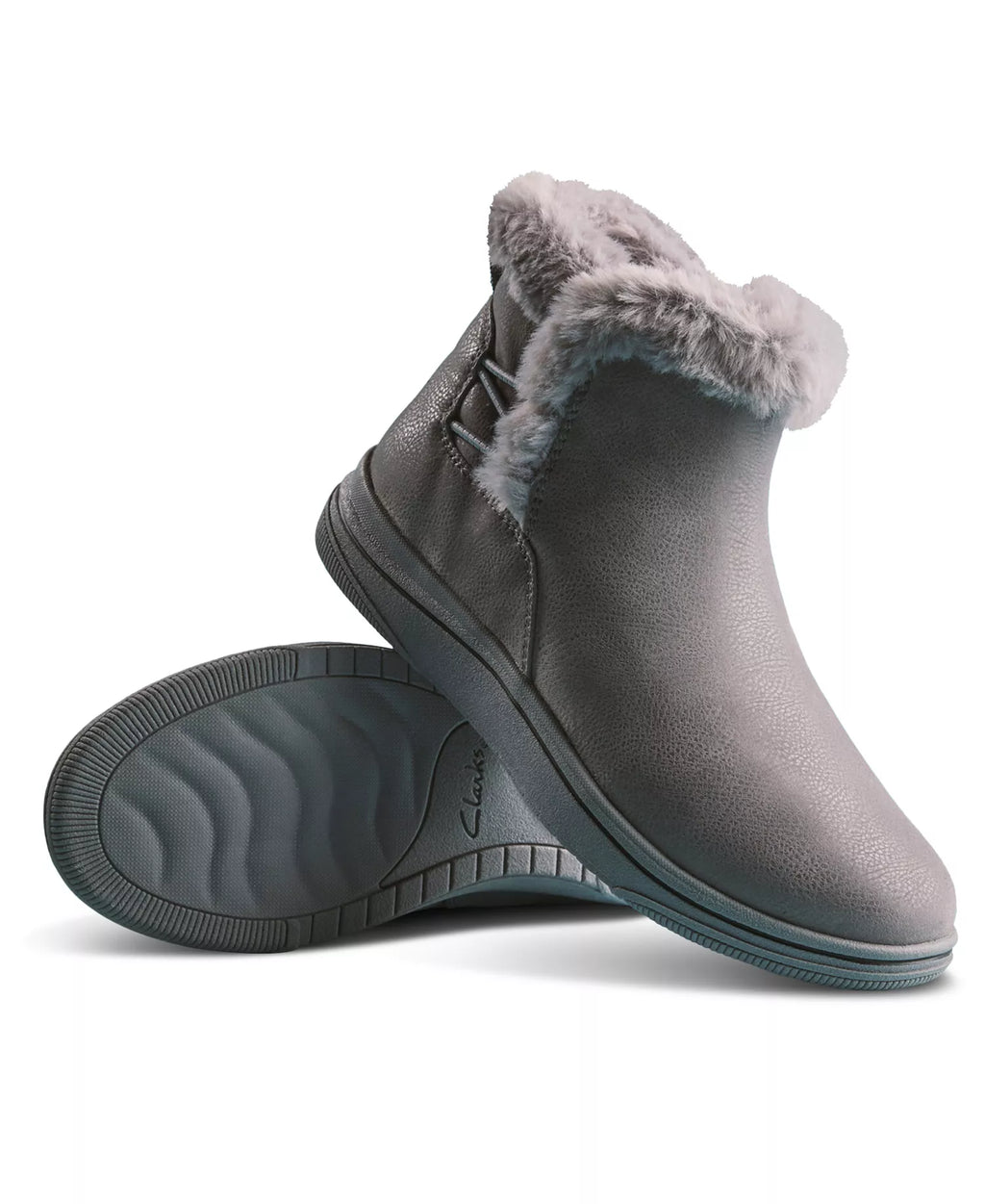 Clarks Women's Breeze Faux Fur Round Toe Booties