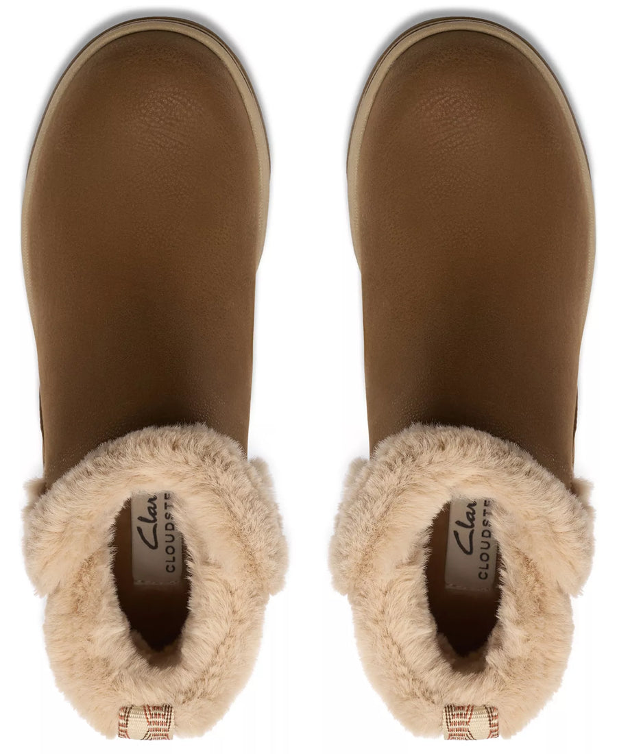 Clarks Women's Breeze Faux Fur Round Toe Booties