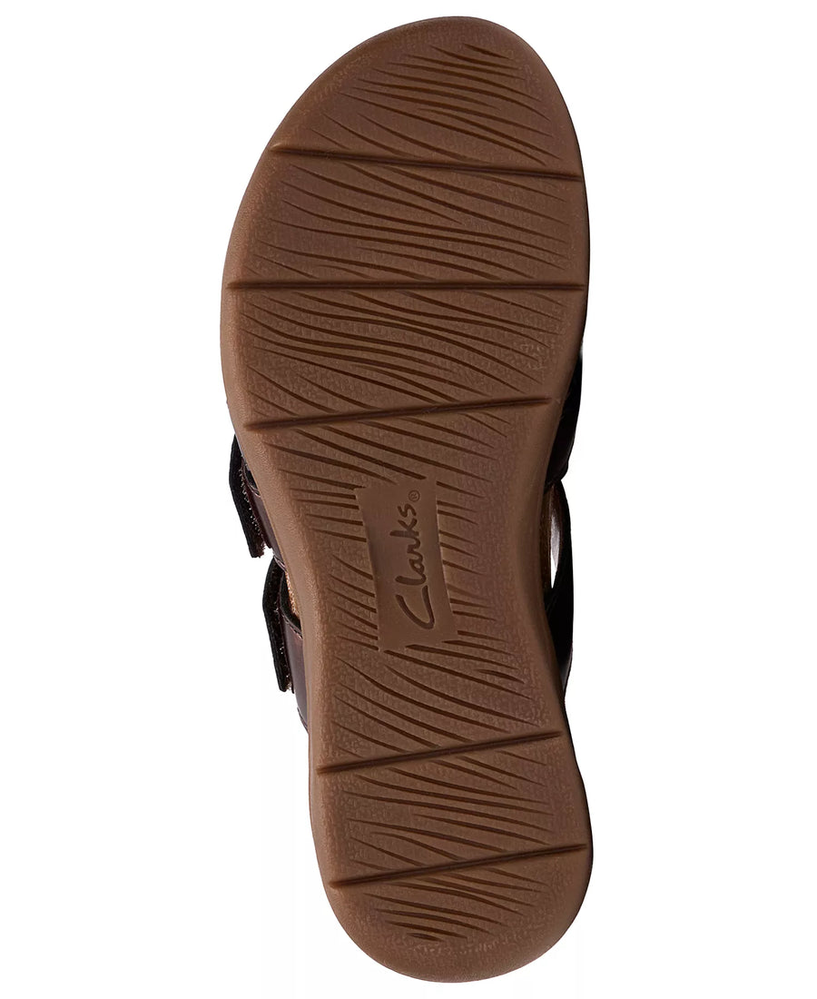 Clarks Women's April Rae Round Toe Flat Sandals