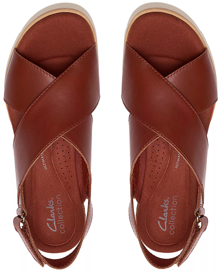 Clarks Women's Diaz Cross Round Toe Wedge Sandals