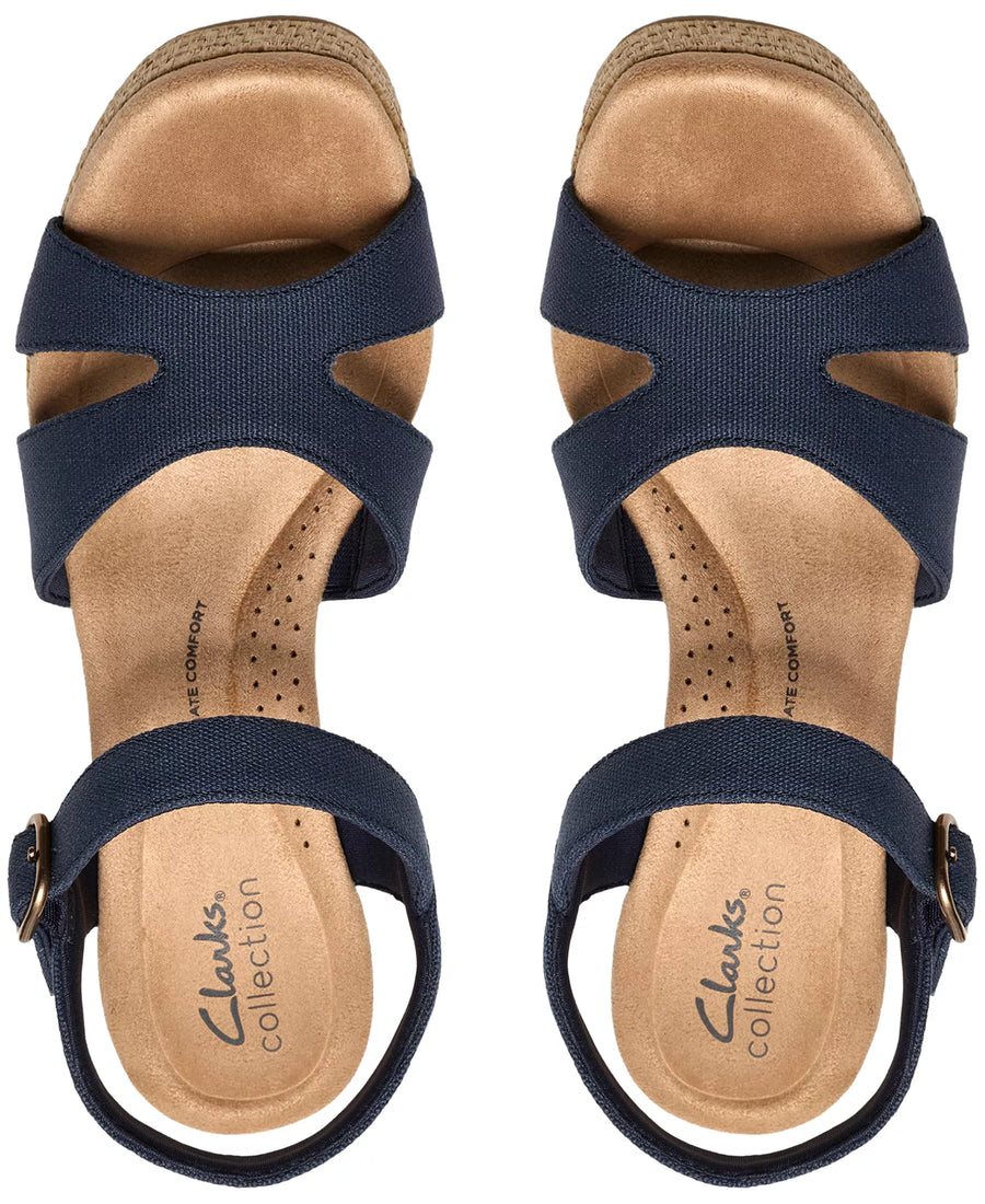 Clarks Women's Nerisa Twist Round Toe Wedge Sandals