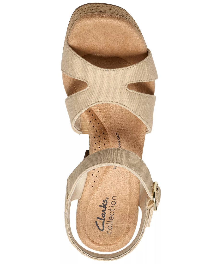 Clarks Women's Nerisa Twist Round Toe Wedge Sandals
