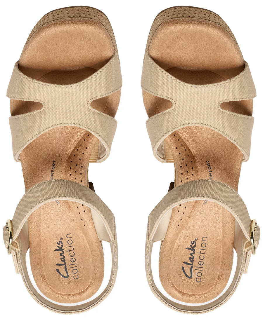 Clarks Women's Nerisa Twist Round Toe Wedge Sandals