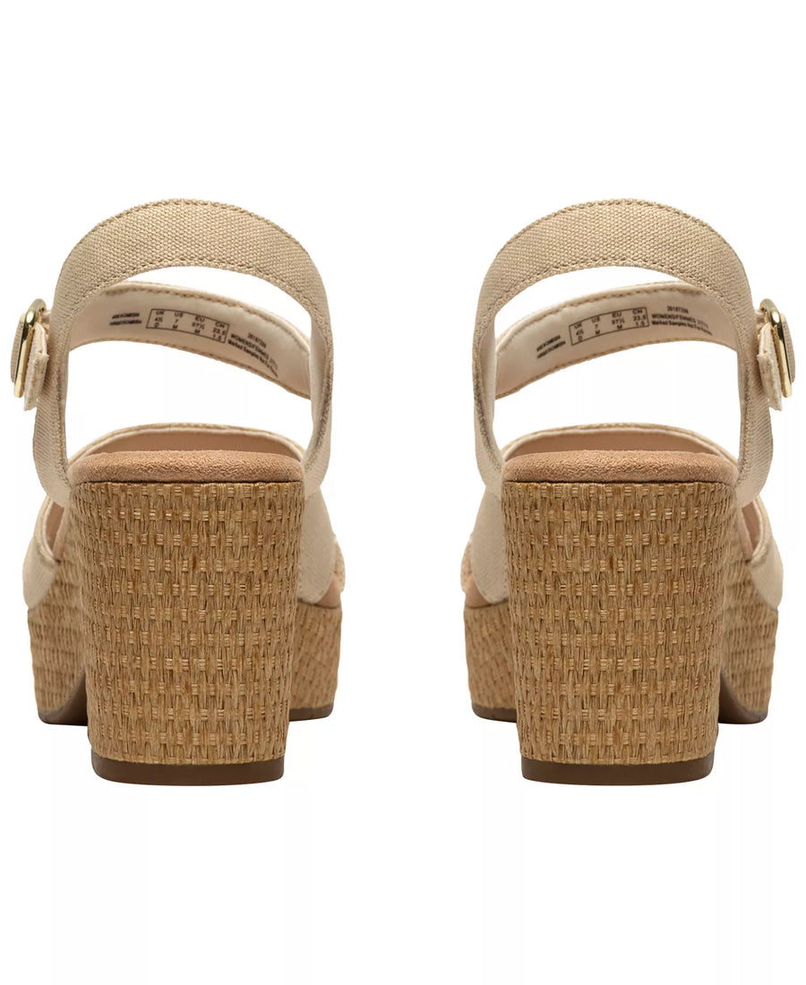 Clarks Women's Nerisa Twist Round Toe Wedge Sandals