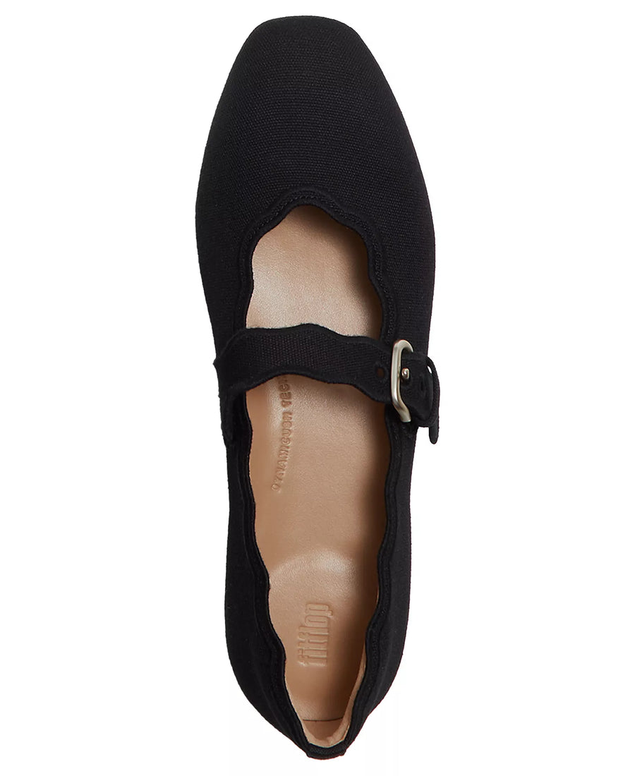 FitFlop Women's Delicato Wave Edge Canvas Mary Jane Flats