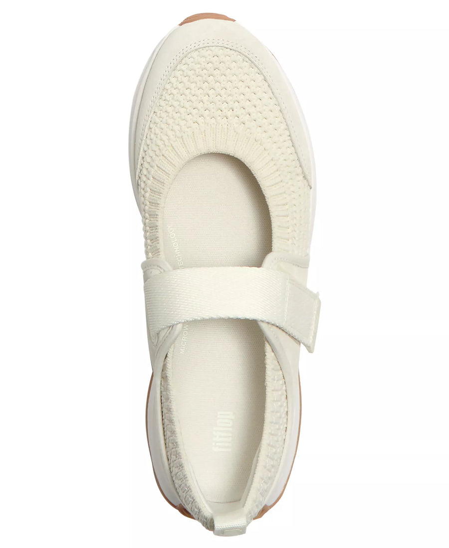 FitFlop Women's F-Mode Flow Knit Suede Mary Jane Almond Toe Sneakers