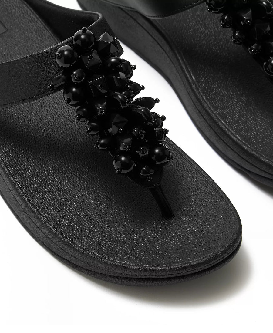 FitFlop Women's Fino Bead Cluster Toe Post Slip-On Sandals