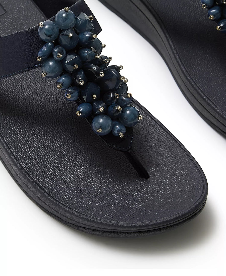FitFlop Women's Fino Bead Cluster Toe Post Slip-On Sandals