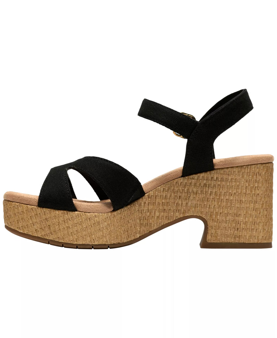 Clarks Women's Nerisa Twist Round Toe Wedge Sandals