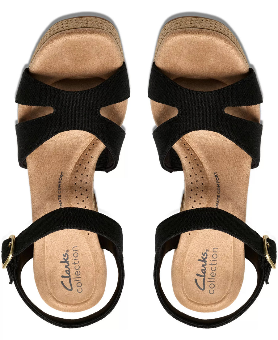 Clarks Women's Nerisa Twist Round Toe Wedge Sandals