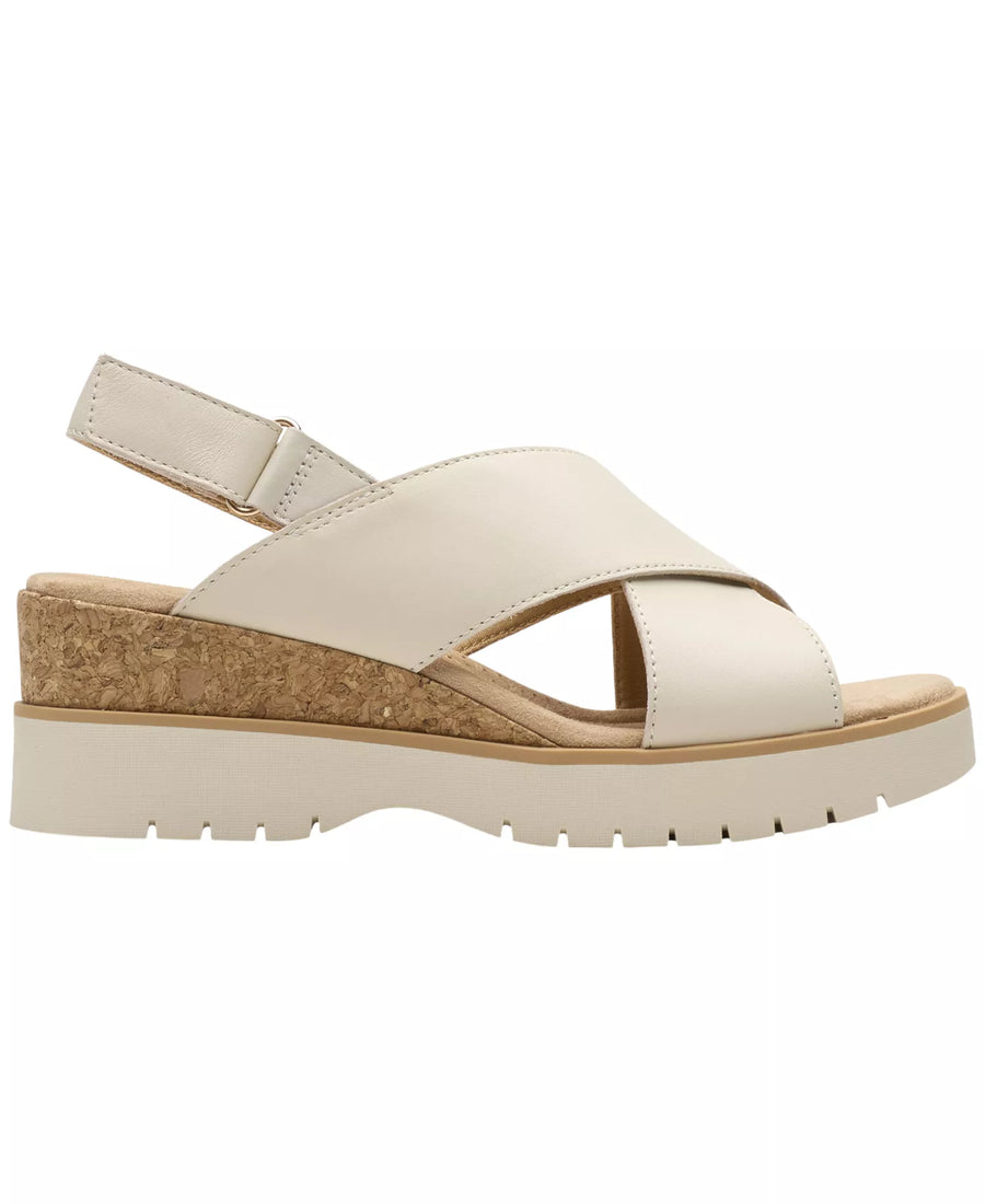 Clarks Women's Diaz Cross Round Toe Wedge Sandals