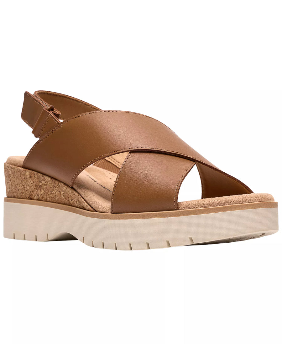 Clarks Women's Diaz Cross Round Toe Wedge Sandals