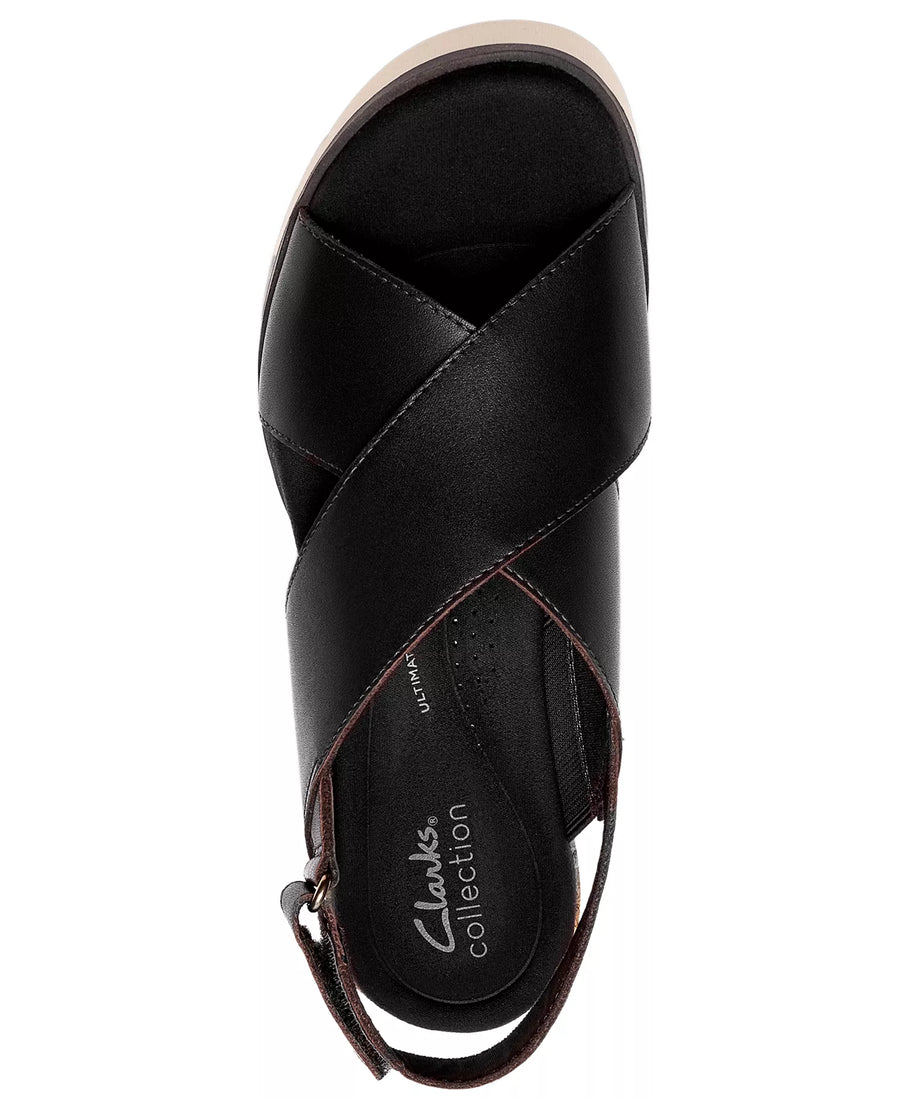 Clarks Women's Diaz Cross Round Toe Wedge Sandals
