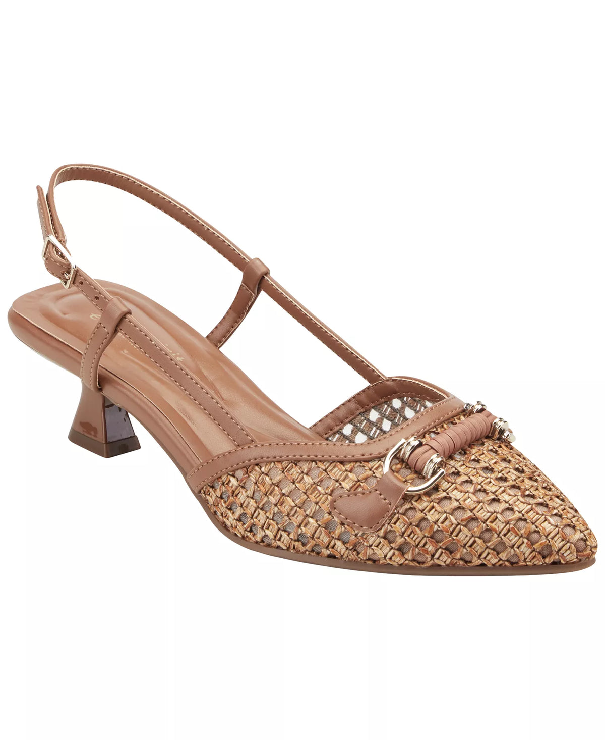 Easy Spirit Women's Hetty eFlex Woven Slingback Kitten Heel Pumps