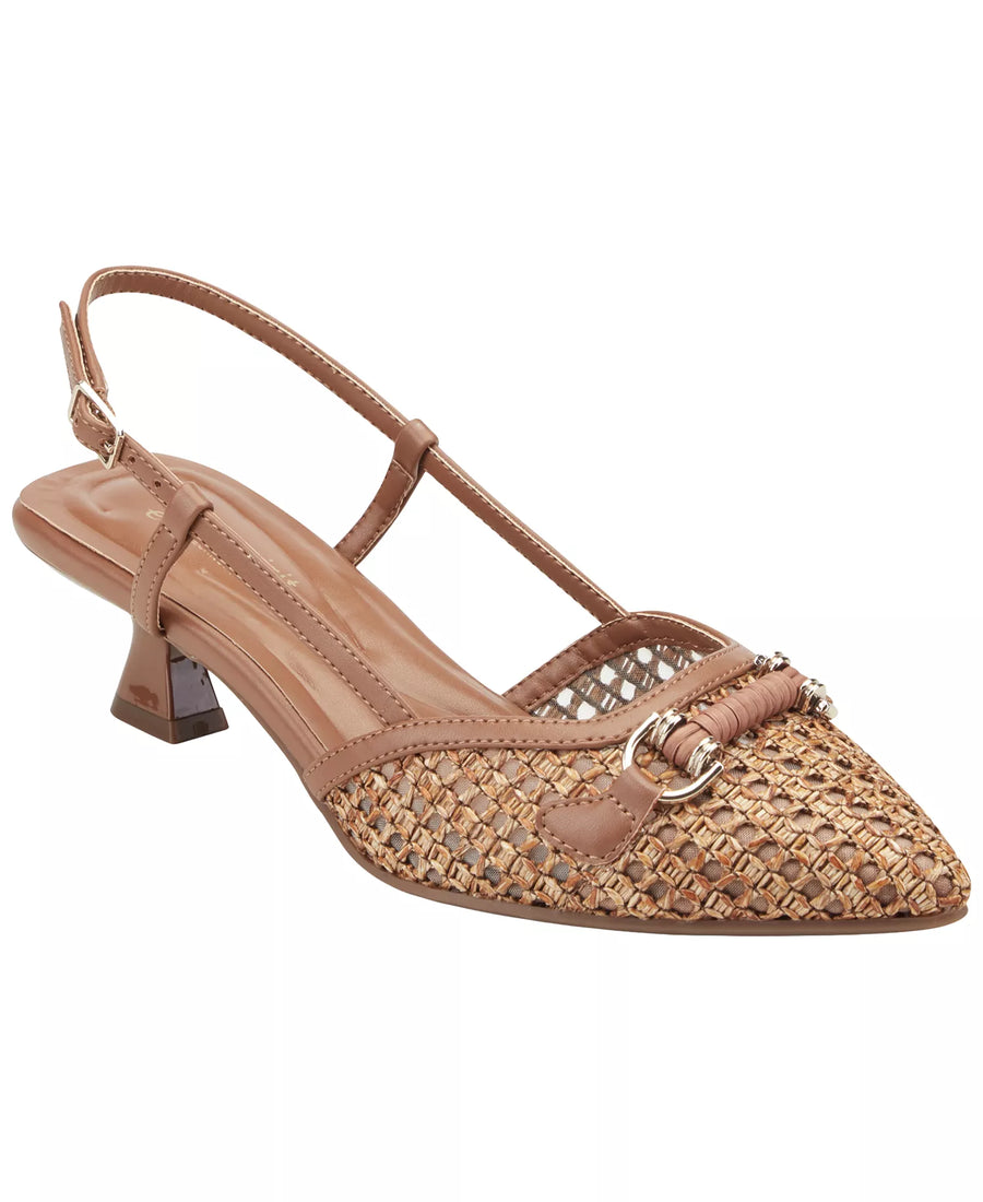 Easy Spirit Women's Hetty eFlex Woven Slingback Kitten Heel Pumps