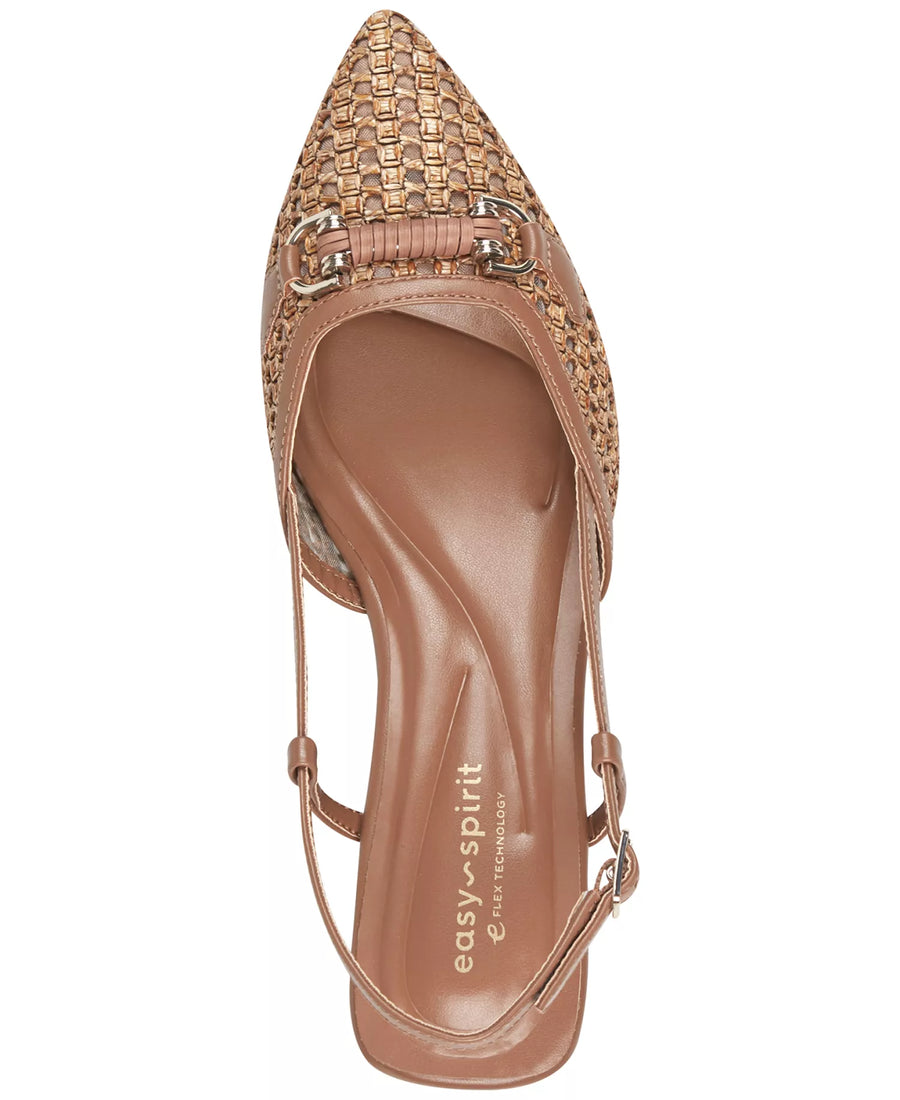 Easy Spirit Women's Hetty eFlex Woven Slingback Kitten Heel Pumps
