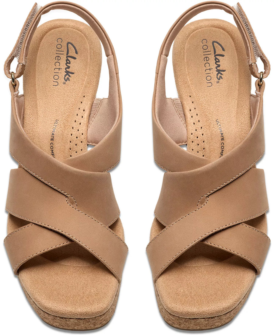 Clarks Women's Nerisa Grace Round Toe Wedge Sandals