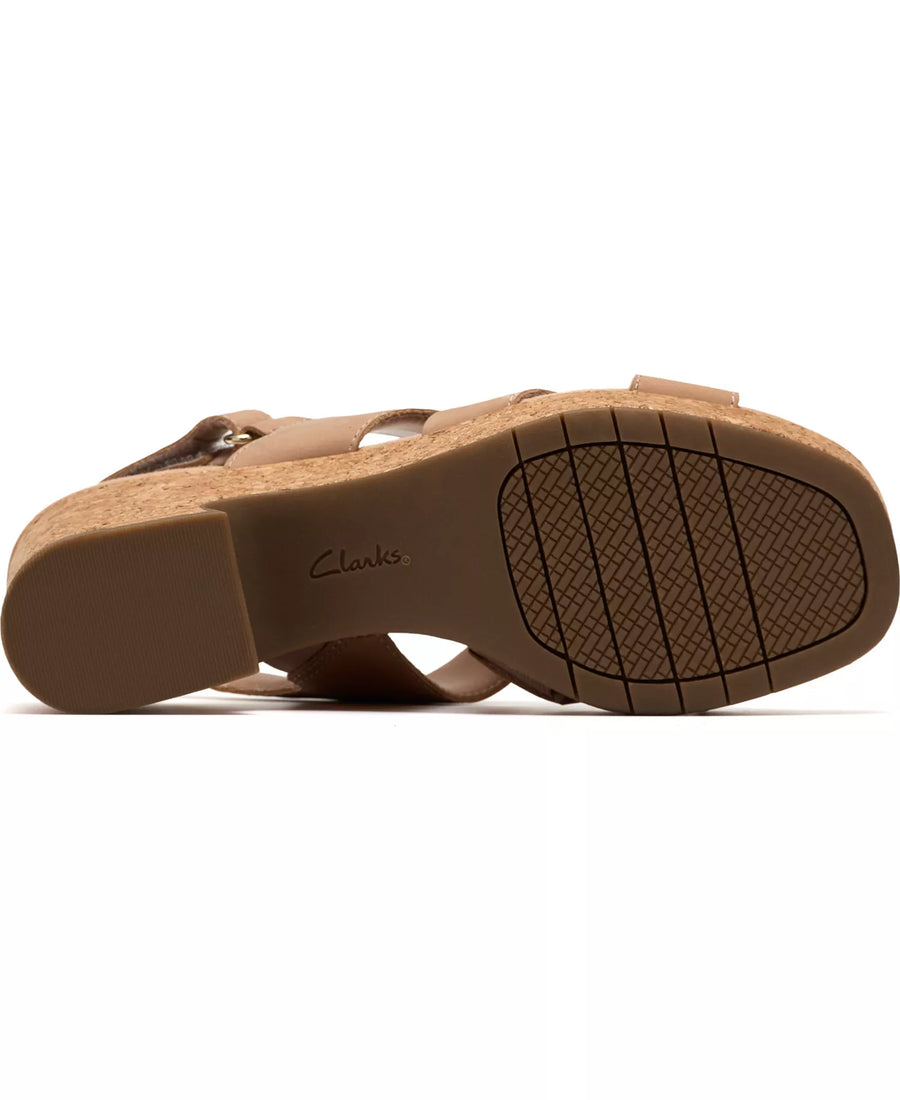 Clarks Women's Nerisa Grace Round Toe Wedge Sandals