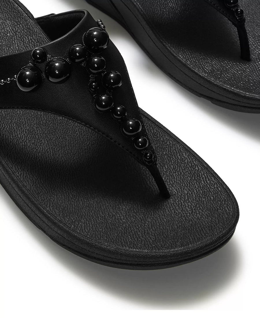 FitFlop Women's Lulu Beaded Toe Post Slip-On Sandals