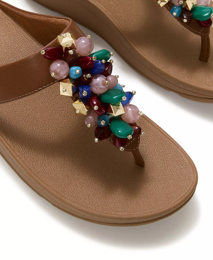 FitFlop Women's Fino Bead Cluster Toe Post Slip-On Sandals