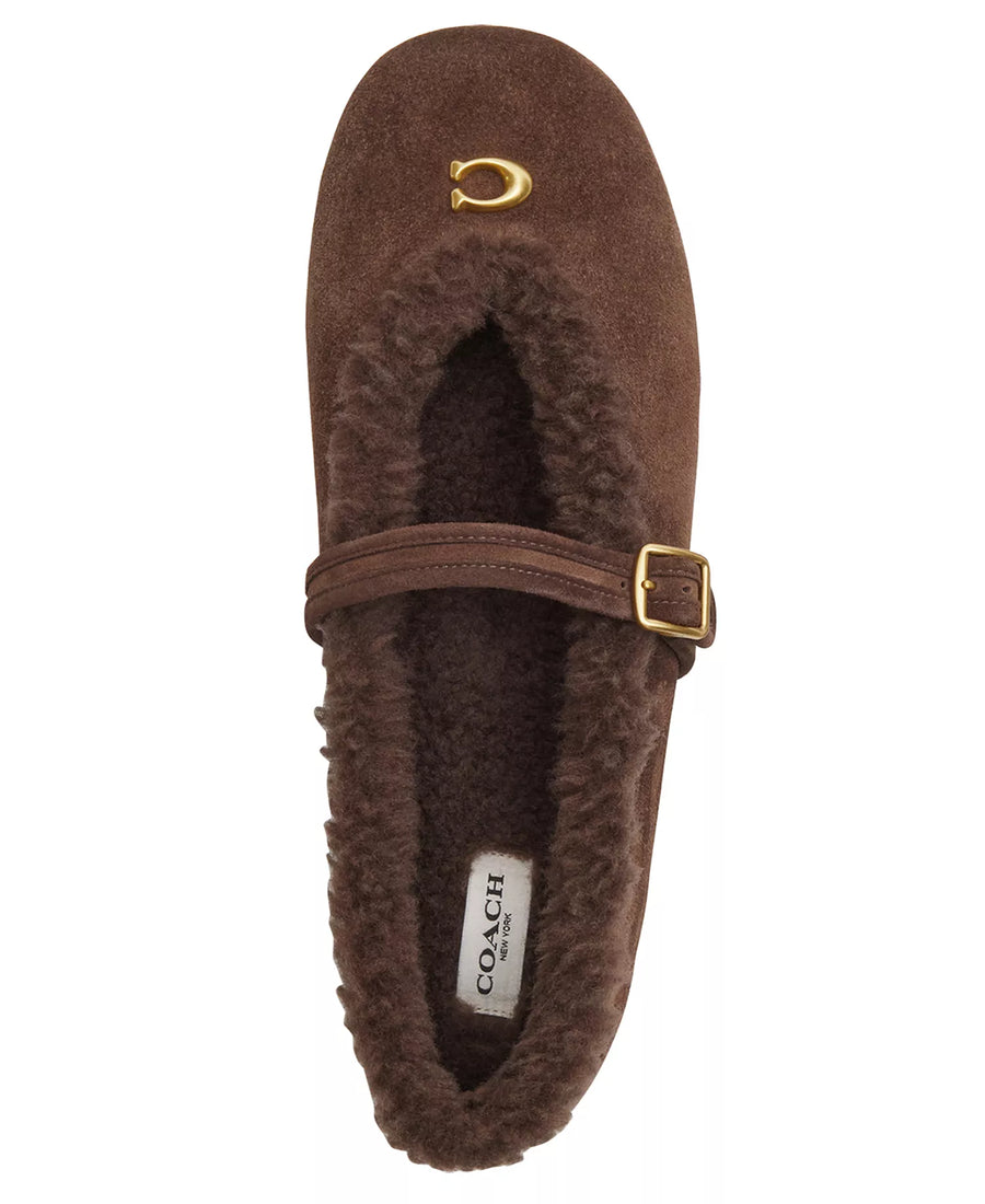 Coach Women's Sculpted C Shearling Mary Jane Flats