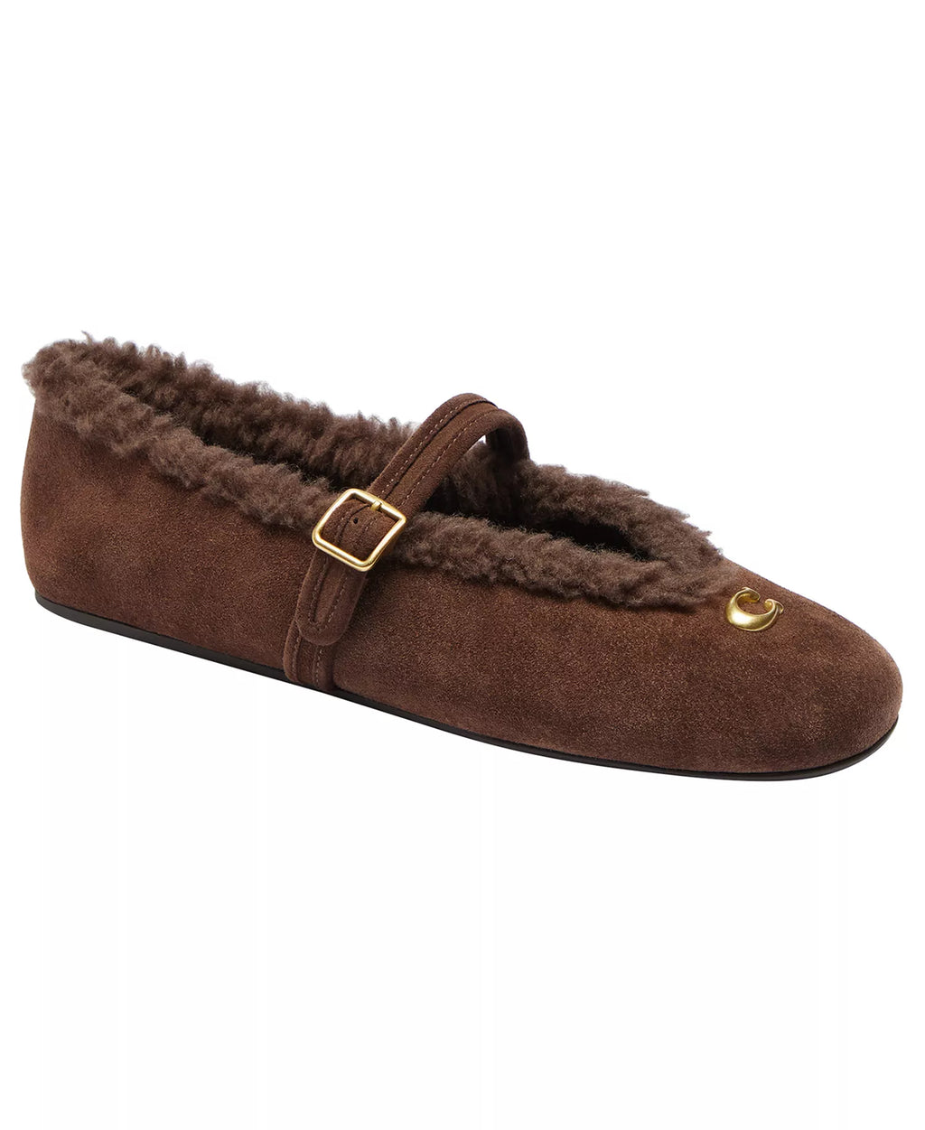 Coach Women's Sculpted C Shearling Mary Jane Flats