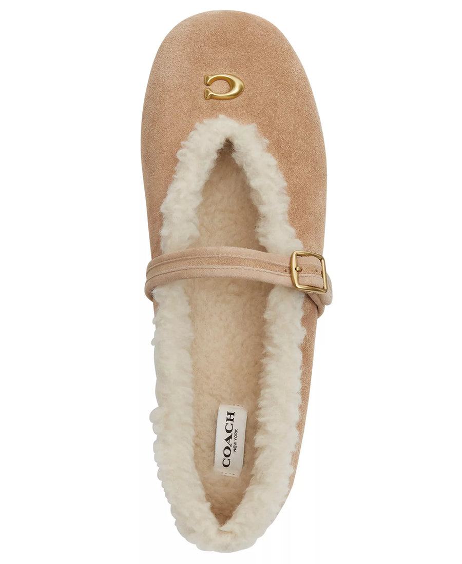 Coach Women's Sculpted C Shearling Mary Jane Flats