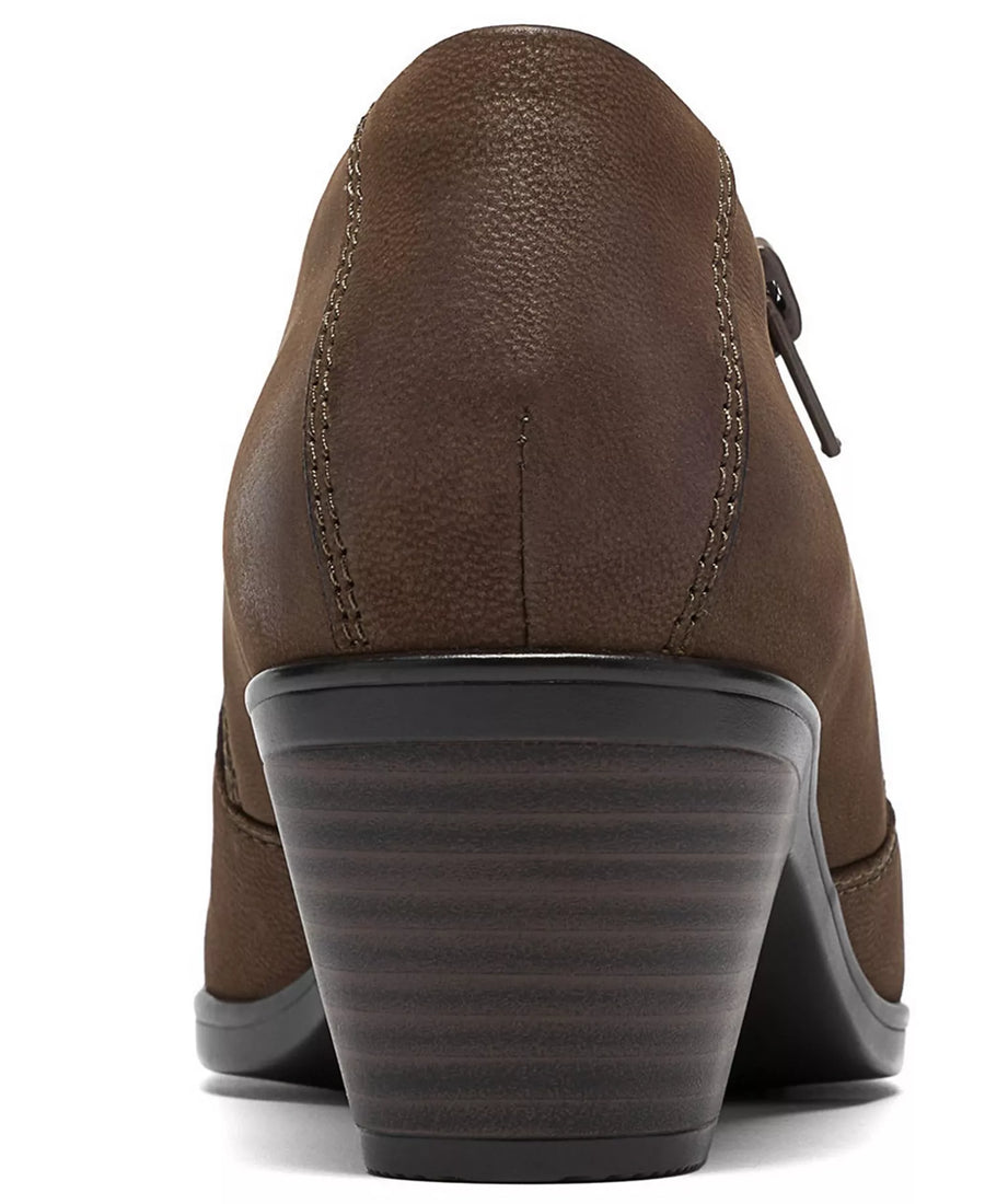 Clarks Women's Emily2 Vine Round Toe Block Heel Ruched Shooties