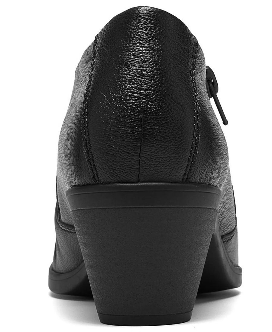 Clarks Women's Emily2 Vine Round Toe Block Heel Ruched Shooties