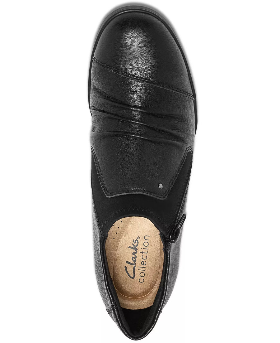 Clarks Women's Emily2 Vine Round Toe Block Heel Ruched Shooties