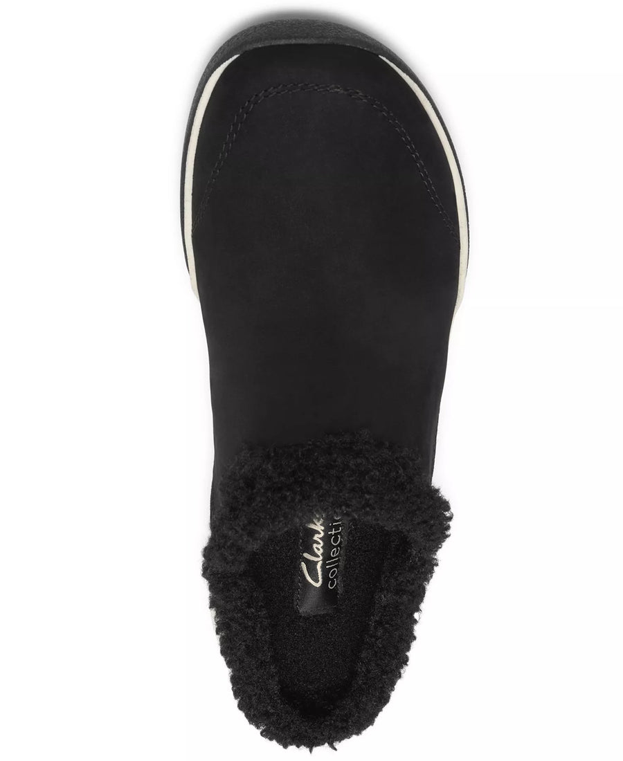 Clarks Women's Aydria Ray Faux Fur Collar Round Toe Mules