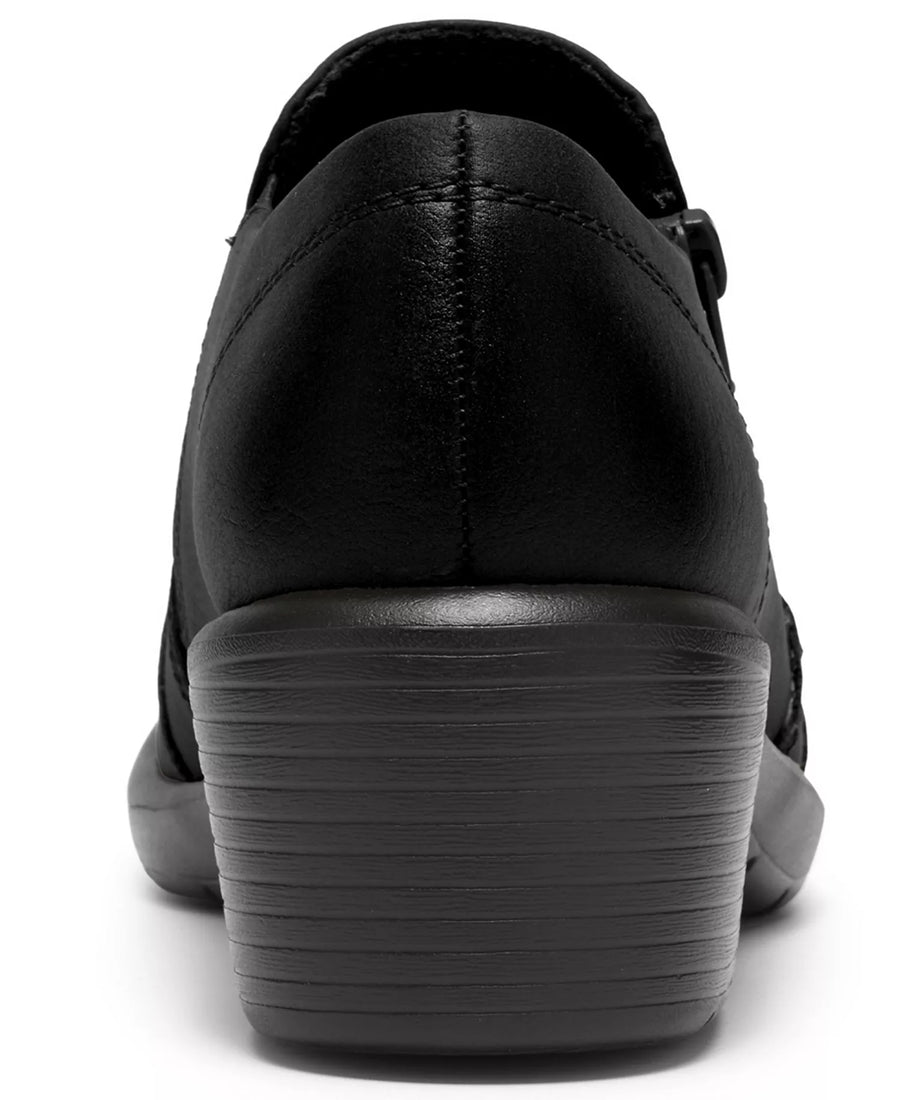 Clarks Women's Kynnzie Zip Block Heel Round Toe Leather Shooties