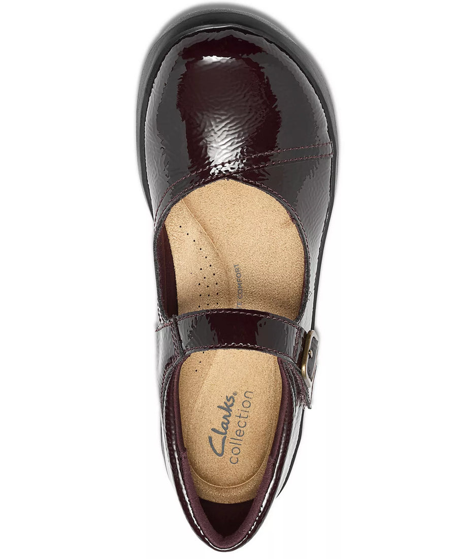 Clarks Women's Angie Jane Mary Jane Arch-Support Round Toe Flats