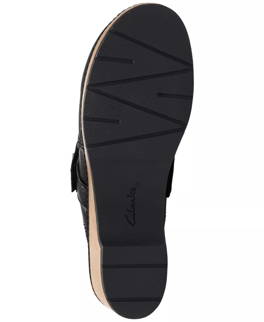 Clarks Women's Paizlee Ali Leather Block Heel Mule Clogs