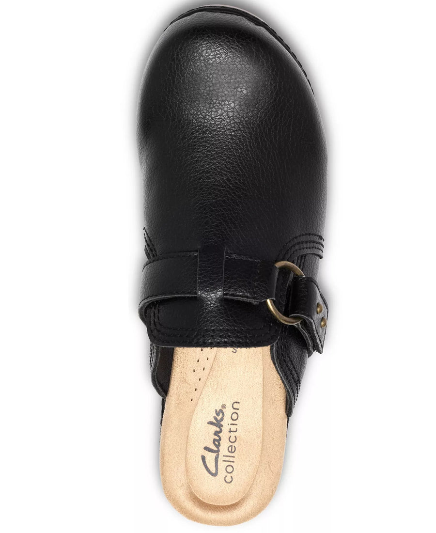 Clarks Women's Paizlee Ali Leather Block Heel Mule Clogs