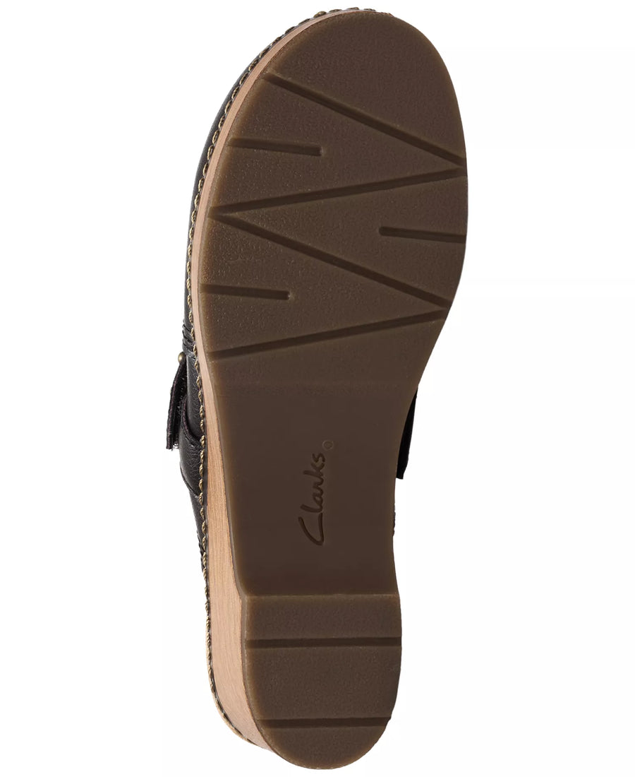 Clarks Women's Paizlee Ali Leather Block Heel Mule Clogs