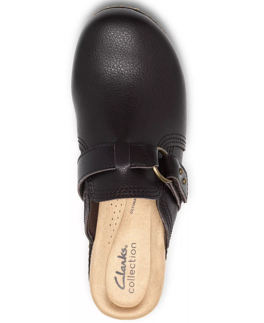 Clarks Women's Paizlee Ali Leather Block Heel Mule Clogs