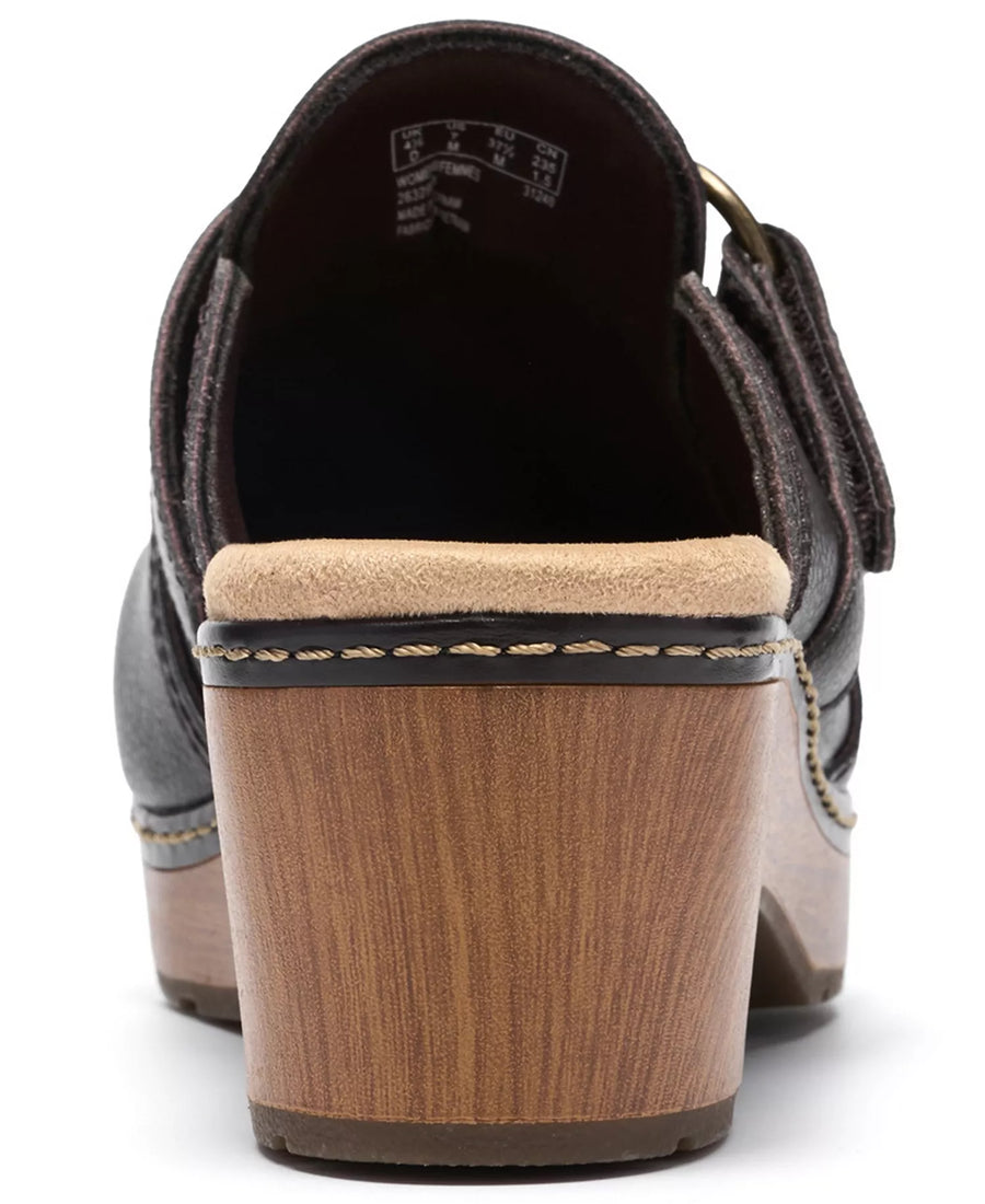 Clarks Women's Paizlee Ali Leather Block Heel Mule Clogs