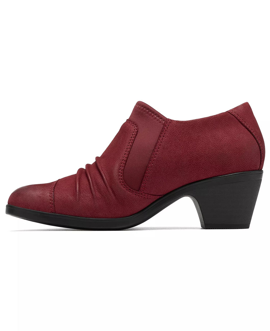 Clarks Women's Emily2 Vine Round Toe Block Heel Ruched Shooties