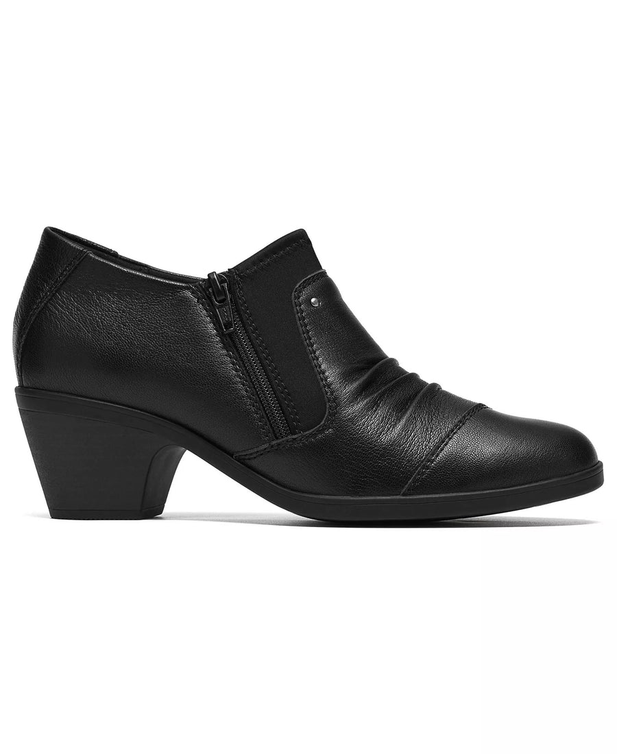 Clarks Women's Emily2 Vine Round Toe Block Heel Ruched Shooties