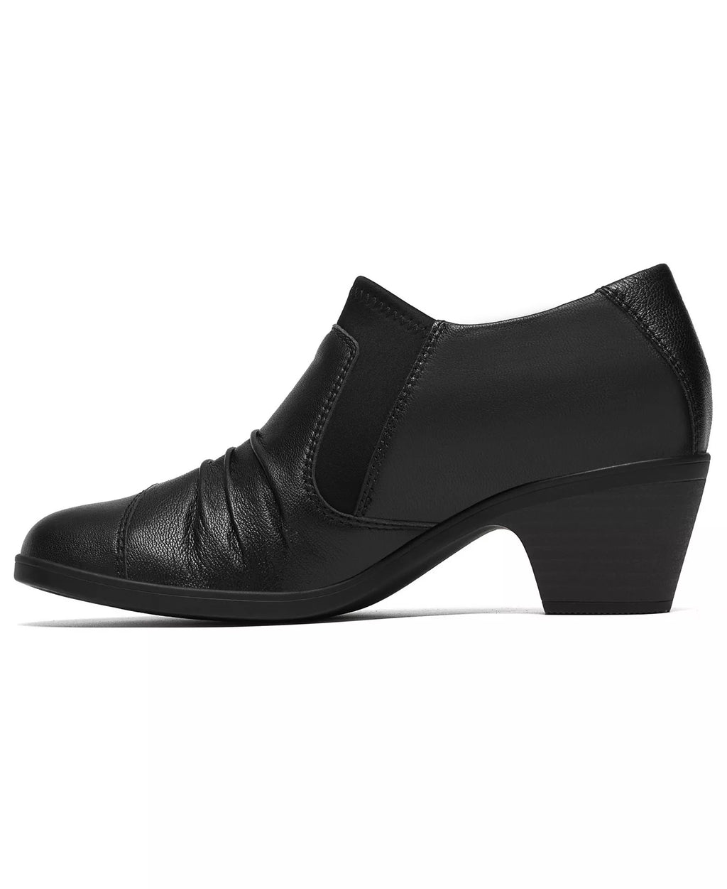 Clarks Women's Emily2 Vine Round Toe Block Heel Ruched Shooties