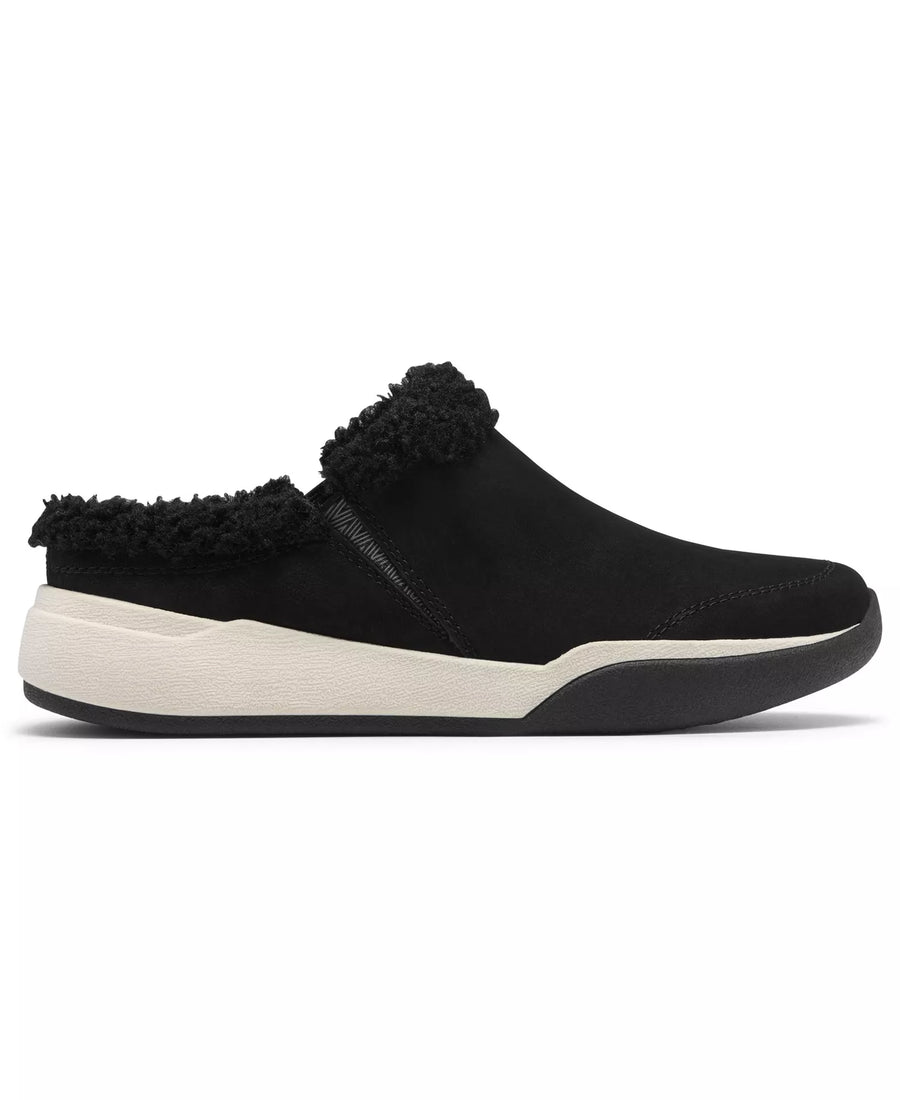Clarks Women's Aydria Ray Faux Fur Collar Round Toe Mules