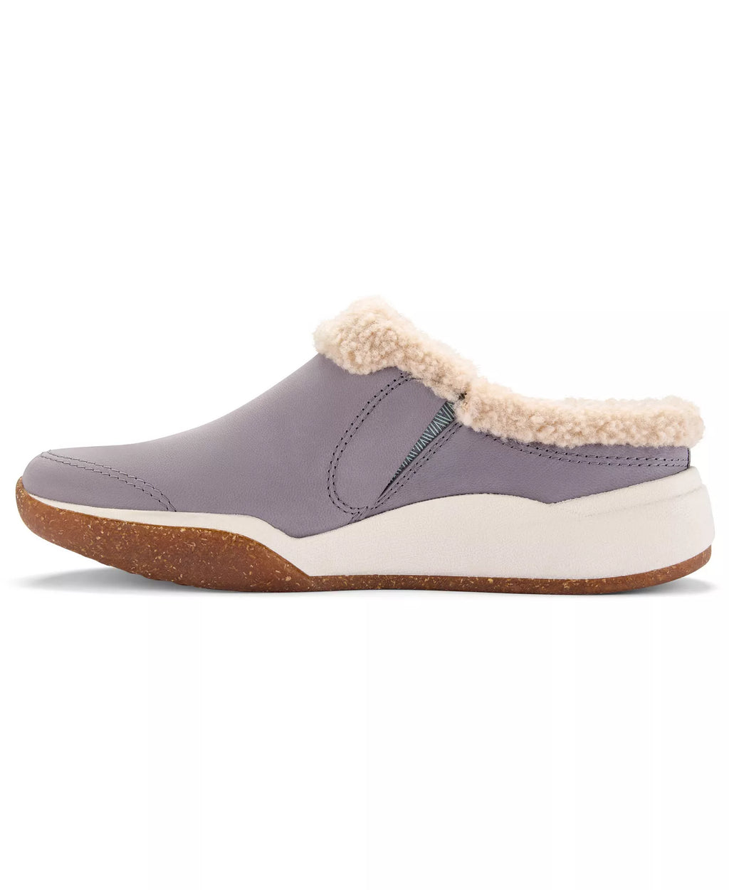 Clarks Women's Aydria Ray Faux Fur Collar Round Toe Mules