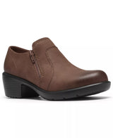 Clarks Women's Kynnzie Zip Block Heel Round Toe Leather Shooties