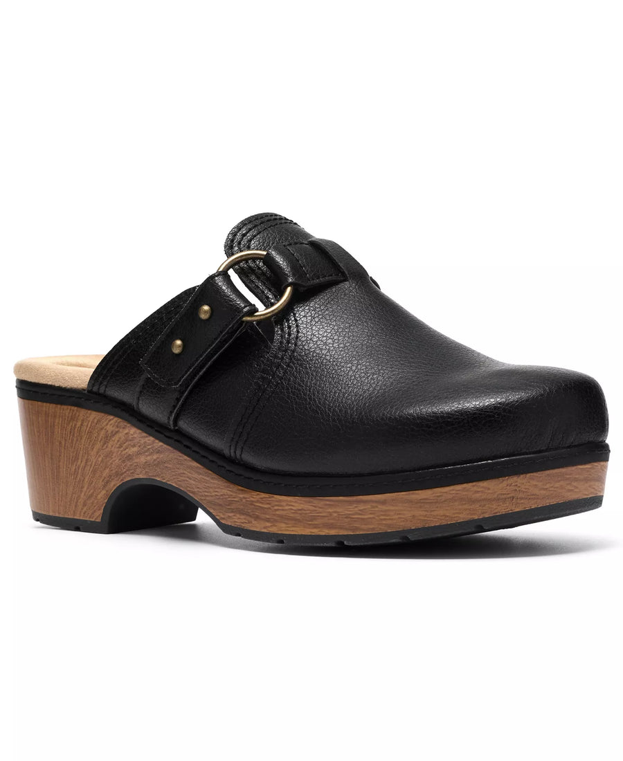 Clarks Women's Paizlee Ali Leather Block Heel Mule Clogs