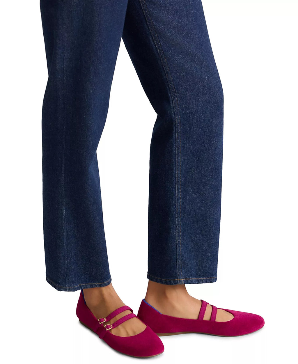 Rothy's Women's ReVelvet Double Buckle Mary Jane Round Toe Flats