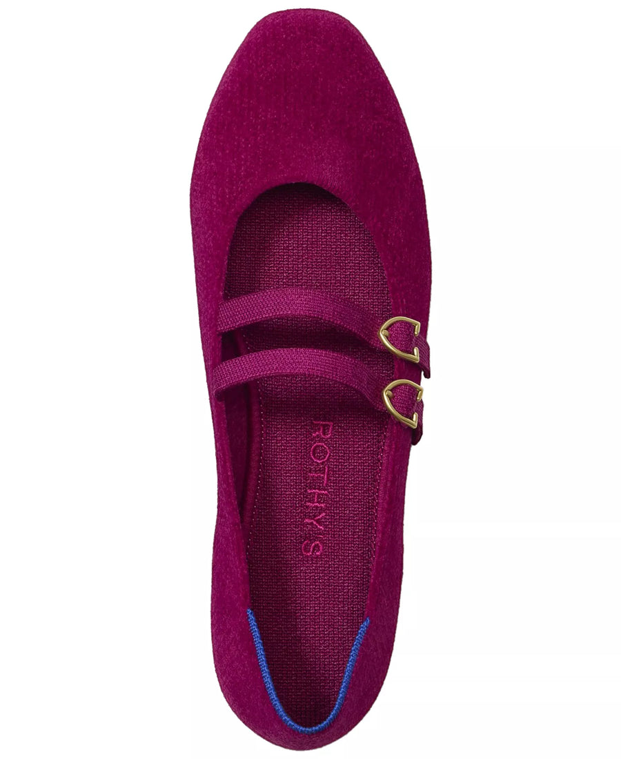 Rothy's Women's ReVelvet Double Buckle Mary Jane Round Toe Flats